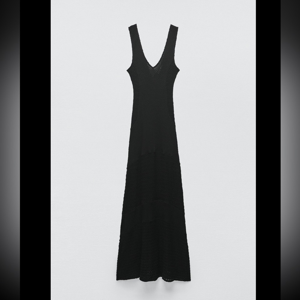 LONG V-NECK DRESS WITH STRAPS - Picture 5 of 9